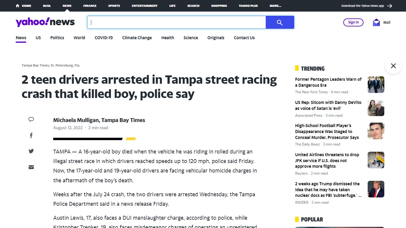 2 teen drivers arrested in Tampa street racing crash that killed boy ...